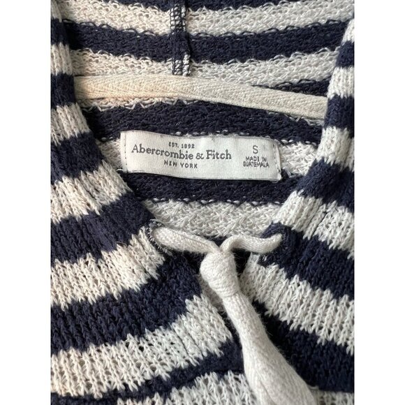 Abercrombie and Fitch W SM Hooded Sweater Striped Open Weave Beach Cruise Vacay - Picture 2 of 6